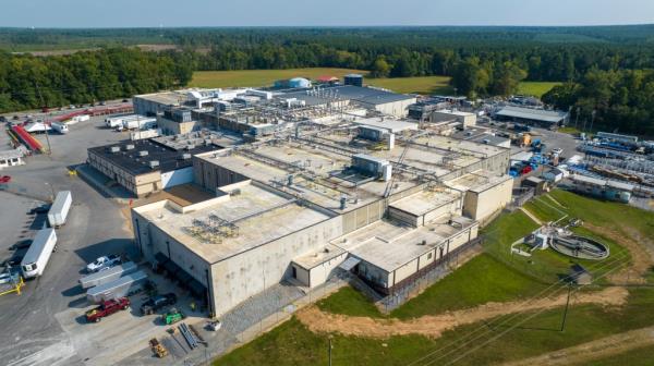 Aerial view of Boar's Head processing plant in Jarratt, Va, tied to a food poisoning outbreak and closed indefinitely
