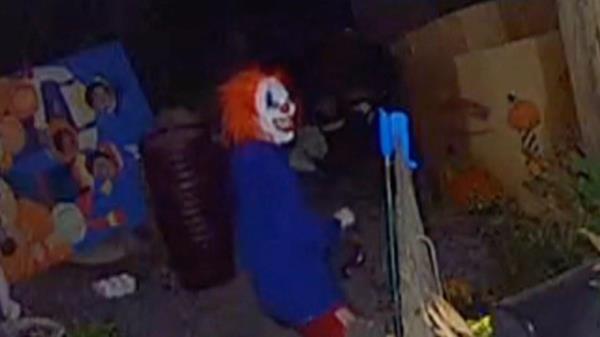 A person dressed as a clown caught on camera attempting to steal from a business