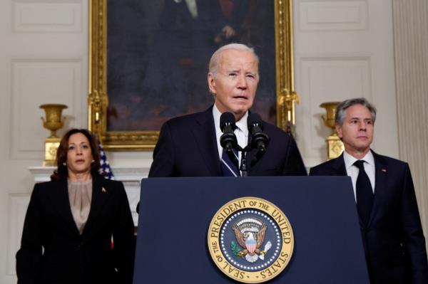 Biden on Tuesday voiced concern for Americans being held hostage in Israel.