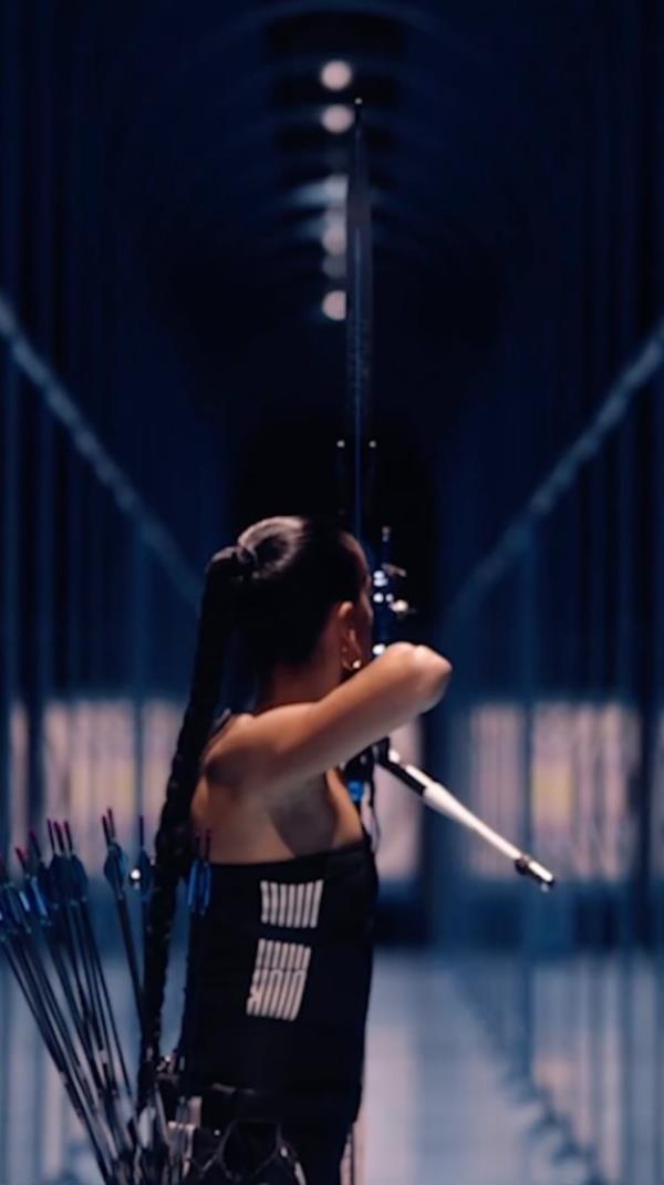 Sagg Napoli showcasing live archery on Dior's Paris Fashion Week runway