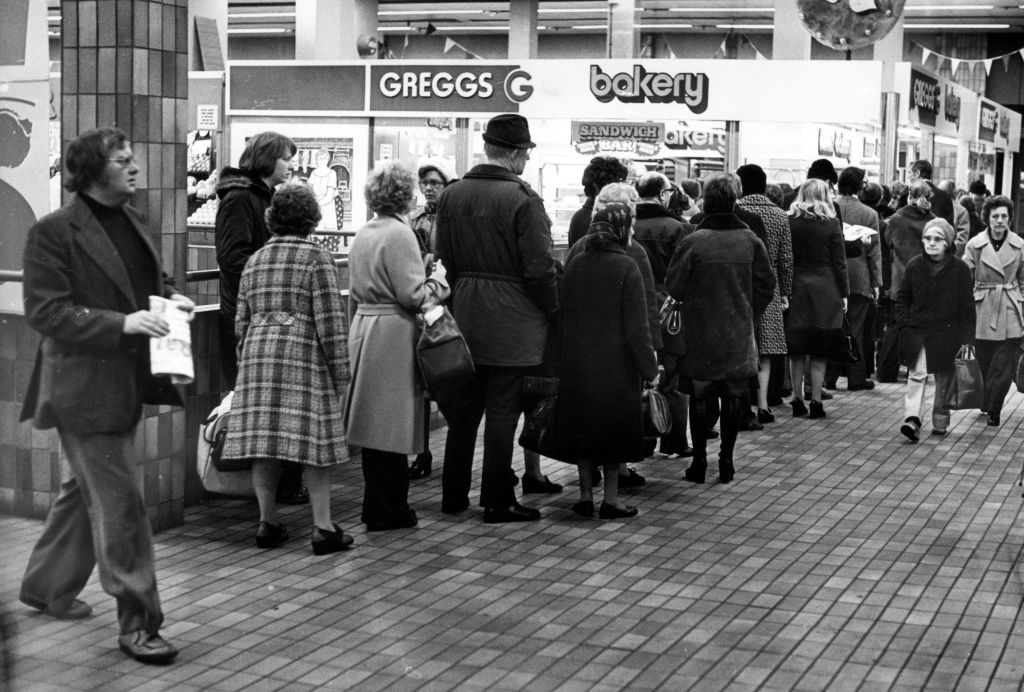 A queue for Greggs in Newcastle in 1977