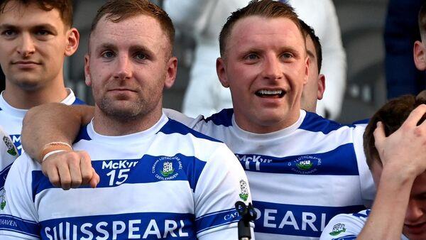 Castlehaven captain Mark Collins with brothers Michael and Brian Hurley. Picture; Eddie O'Hare Castlehaven captain Mark Collins with brothers Michael and Brian Hurley. Picture; Eddie O'Hare
