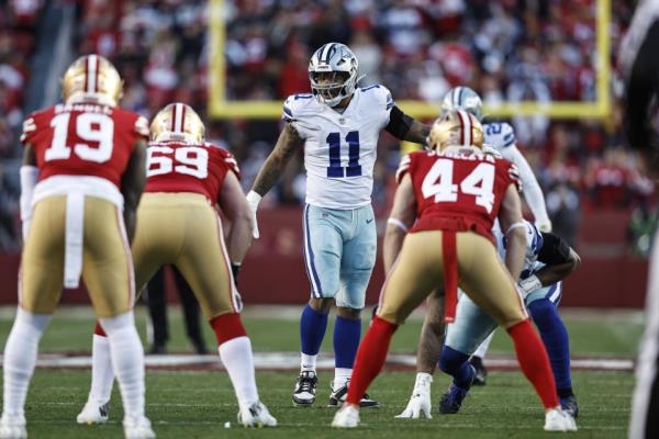 Micah Parsons (11) and the Dallas Cowboys defense will have their hands full trying to stop the loaded 49ers offense on Sunday. (Photo by Michael Owens/Getty Images)