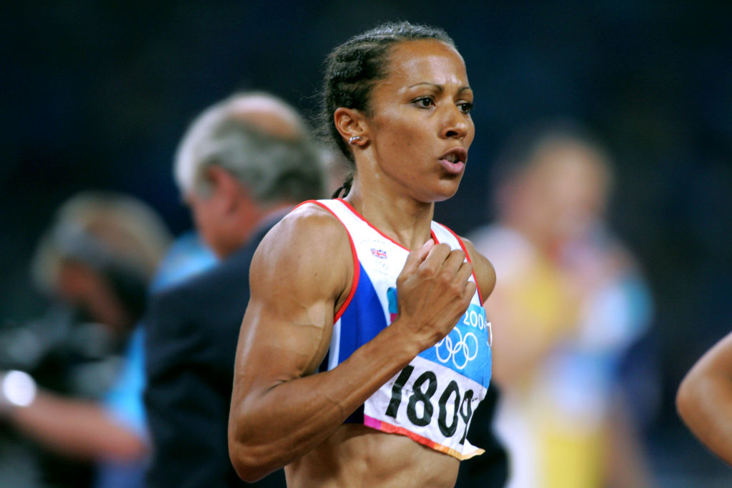 Kelly Holmes of Great Britain running during the Olympic Games, Womens 1500M Semi Final at Olympic Stadium on August 26, 2004 in Athens, Greece.
