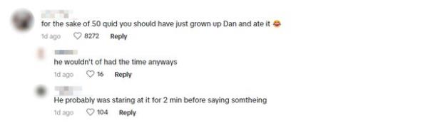 Reaction to Cattlemans Steakhouse's TikTok declaring Dan a loser