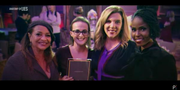Writer Elisabeth FInch (2nd from left) poses with Producer Debbie Allen (left) of "GREY'S ANATOMY" and others as seen in the trailer for the Peacock docuseries.