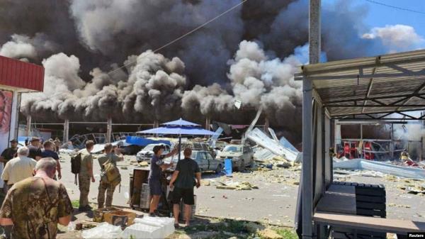 A view shows a supermarket heavily damaged in a Russian military strike, amid Russia’s attack on Ukraine, in Kostiantynivka, Aug. 9, 2024. (Head of Ukraine's Presidential Office Andriy Yermak via Telegram/Handout via Reuters) 