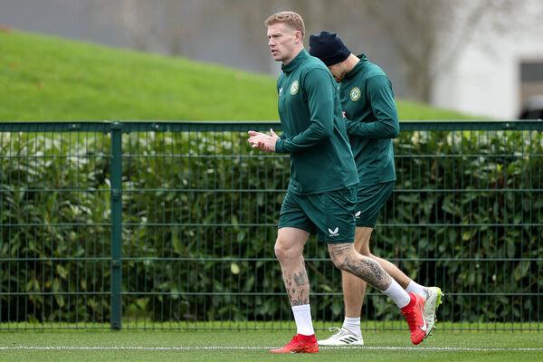 James McClean training with Ireland on Monday. James McClean training with Ireland on Monday.