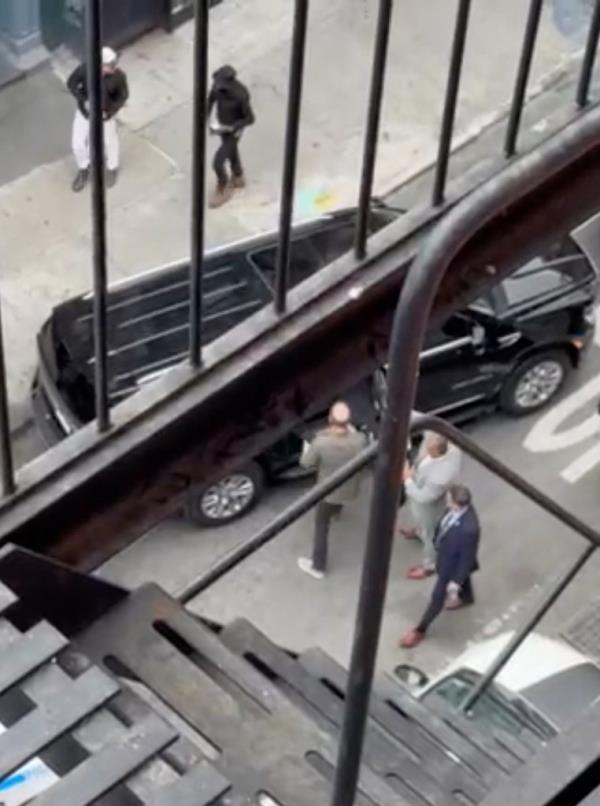 Prince Harry standing next to a car outside East Side Ink tattoo parlor in Manhattan, NYC on September 25, 2024.