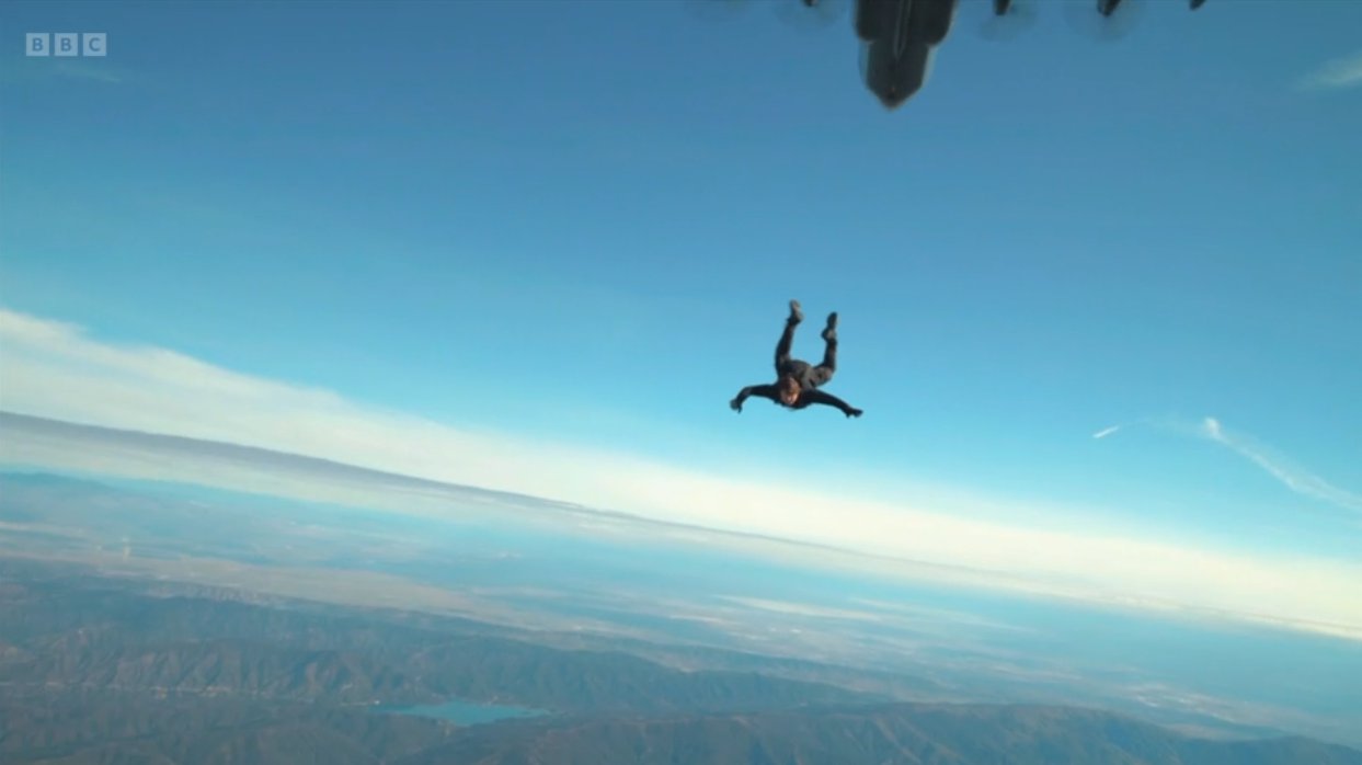 Tom Cruise skydiving for the Olympics closing ceremony