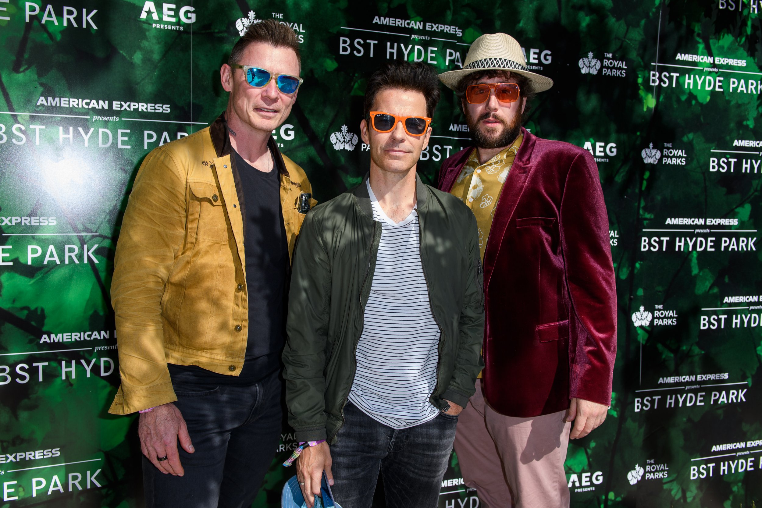 Richard Jones, Kelly Jones and Jamie Morrison of Stereophonics pose together at BST Hyde Park