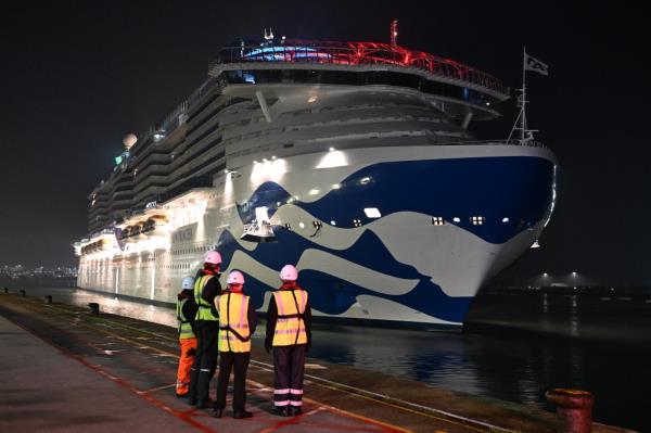 The Sun Princess docked at Mayflower Cruise Terminal in Southampton, England on Sept. 21, 2024.