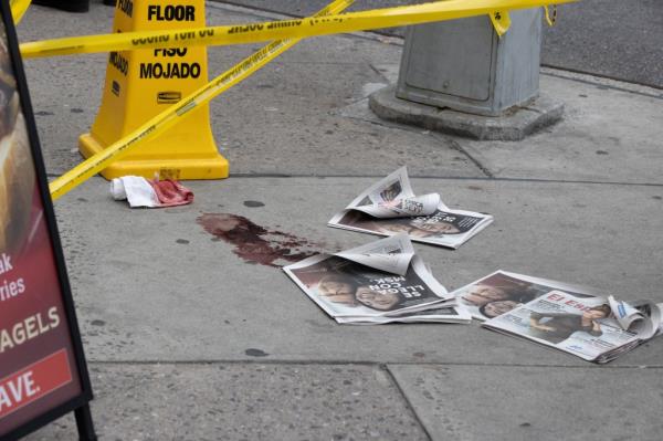 blood on sidewalk
