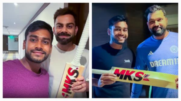 Kohli flaunts Bengali as Miraz gifts bat; Rohit shares message