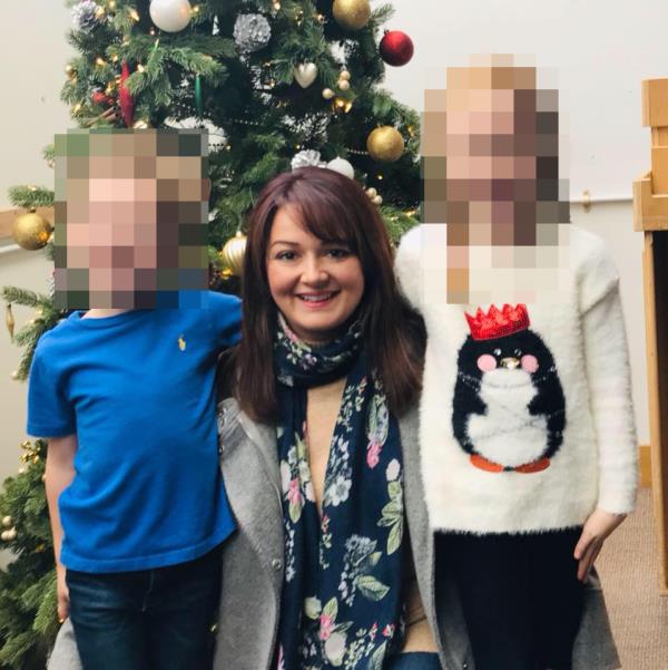 Natalie is pictured with her sons at Christmas.