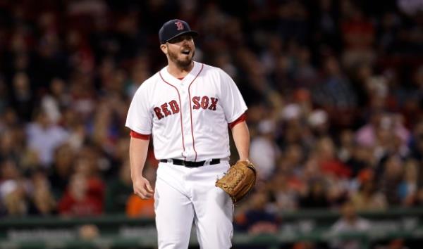 Boston Red Sox relief pitcher Austin Maddox during the sixth inning of a baseball game at Fenway Park in Boston, Thursday, Sept. 28, 2017. (AP Photo/Charles Krupa)