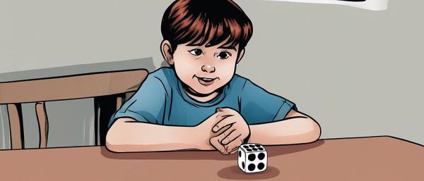 Computer-generated image: child with a dice