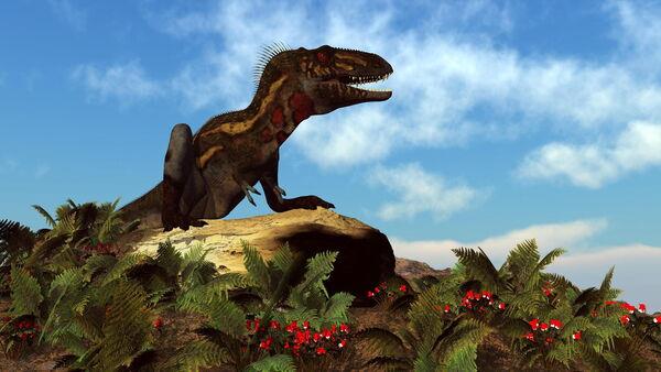 An artist’s impression of a Nanotyrannus dinosaur. Picture: Elena Elenaphotos21/Alamy Stock Photo