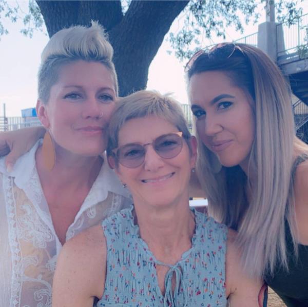 Jessica Drye Turner (l), later revealed that her mother (c) and father had drowned after the roof collapsed with them sitting on ontop of it.