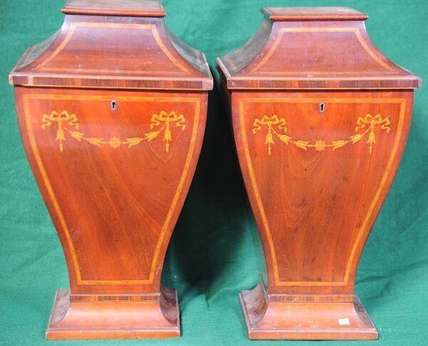 A pair of Edwardian knife boxes at Marshs. A pair of Edwardian knife boxes at Marshs.