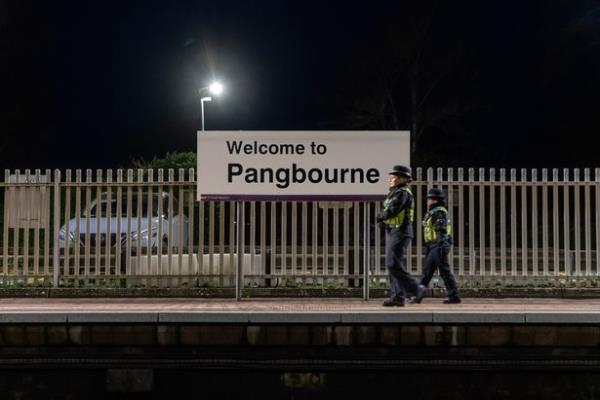 Police officers at Pangbourne station