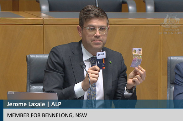 Labor MP Jerome Laxale brought props to the House standing committee on economics. 