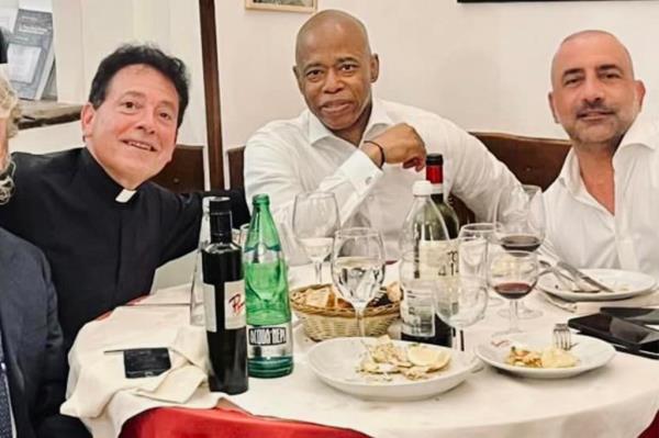 Facebook image dated May 11, 2024 - St. Peter's Basilica, Vatican Rome.
Msgr Jamie Gigantiello (2nd from left) Mayor Eric Adams and Frank Carone (right)
Federal investigators are looking into two more prominent figures with ties to Mayor Eric Adams -- a close advisor and a monsignor with the Brooklyn Diocese, according to sources familiar with the matter.