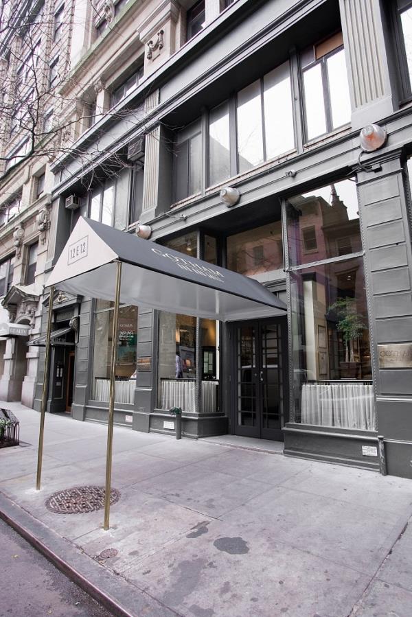 Exterior view of Gotham Bar and Grill with an awning, located at 12 East 12th Street in Manhattan, captured on November 19th, 2009.