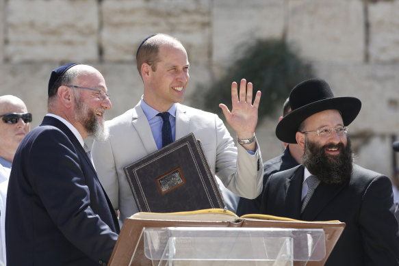 Prince William at the Western Wall in the Old City of Jerusalem in June 2018.