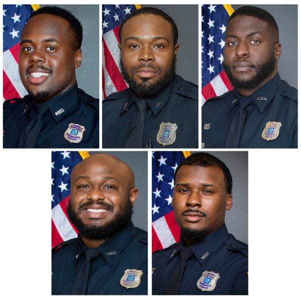 The police officers involved in the fatal arrest of Nichols (from left):Tadarrius Bean, Demetrius Haley, Emmitt Martin III, Desmond Mills, Jr. and Justin Smith.