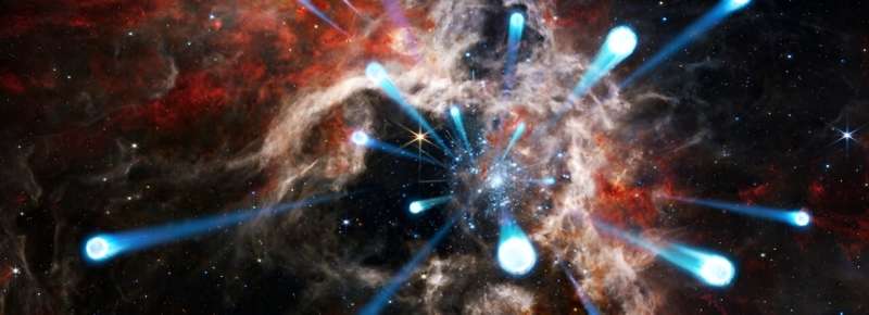 Dozens of massive stars launched from young star cluster R136