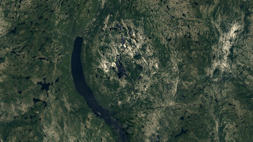 A satellite image of the meteor impact crater
