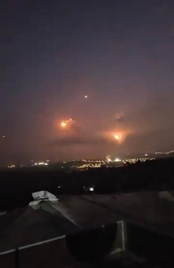 Rockets are fired over the Israel-Lebanon border as Israel counter attacked a Hezbollah assault in the Middle East on Sunday.