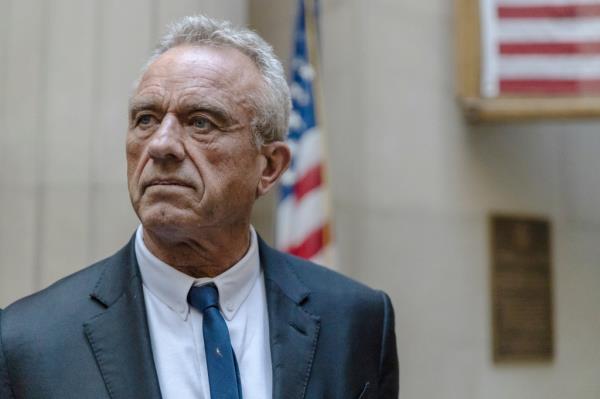 Robert F. Kennedy Jr. speaks to reporters at the Nassau County Supreme Court in Mineola, N.Y. on Aug. 21, 2024.