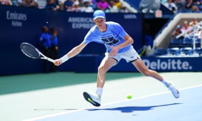 Jannik Sinner practising in New York ahead of the US Open.