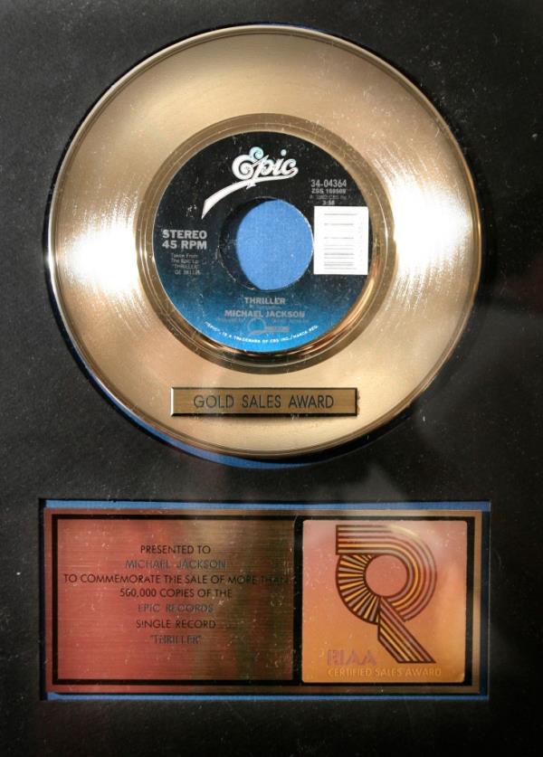 A gold record for Michael Jackson's "Thriller" record