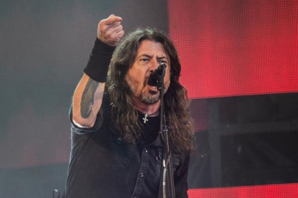 Dave Grohl from the US rock band 'Foo Fighters' performs at the Roskilde Music Festival, in Roskilde, Denmark.