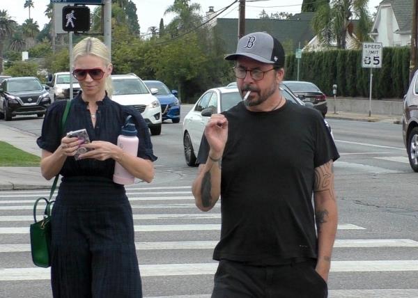 Dave Grohl and wife Jordyn Blum during an outing in Los Angeles.