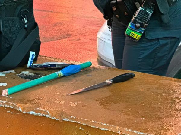Photo of a knife used in a brutal February incident, where a a 17-year-old migrant was stabbed during a wild brawl involving dozens of people — including other migrants — in Times Square.