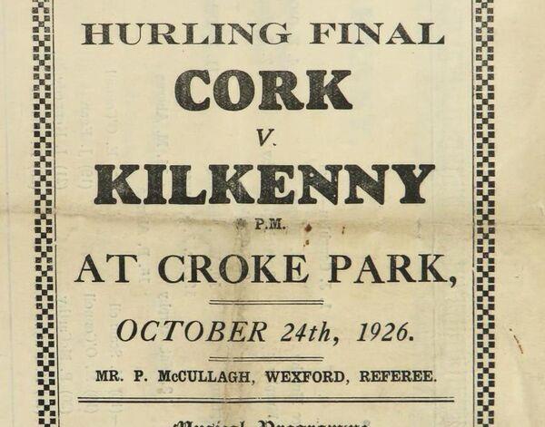 A 1926 All Ireland hurling final programme (won by Cork). A 1926 All Ireland hurling final programme (won by Cork).