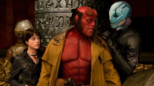 Ron Perlman, Selma Blair & Doug Jone as Hellboy, Liz Sherman, & Abe Sapien in Hellboy II_ The Golden Army