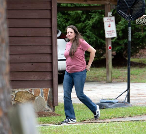 Marcee Gray seen outside of her father's home in Fitzgerald, Georgia Saturday.