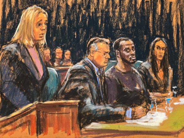A courtroom sketch of Sean Combs at a bail hearing in Manhattan on Sept. 18, 2024.