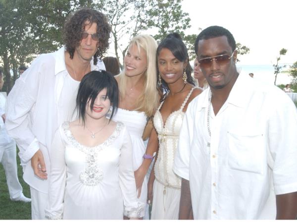 celebrities all dressed in white at Diddy's house