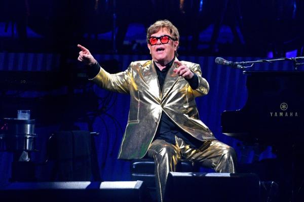 Elton John at the 2023 Glastonbury Festival.