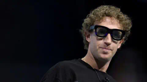 Reuters Mark Zuckerberg, chief executive officer of meta Platforms, wears Orion augmented reality glasses during the meta Connect event in Menlo Park, California.