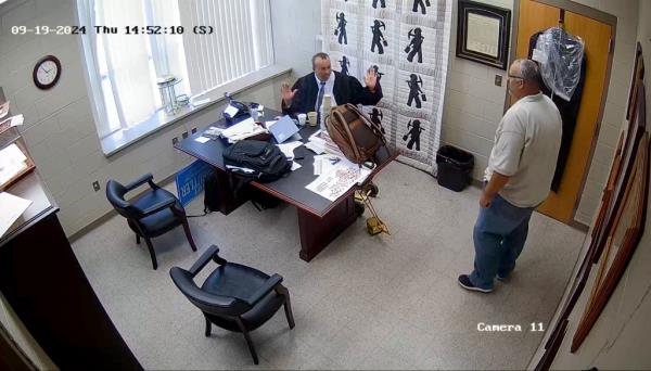 Footage showed Stines pointing his gun at Mullins after what appeared to be a heated exchange.