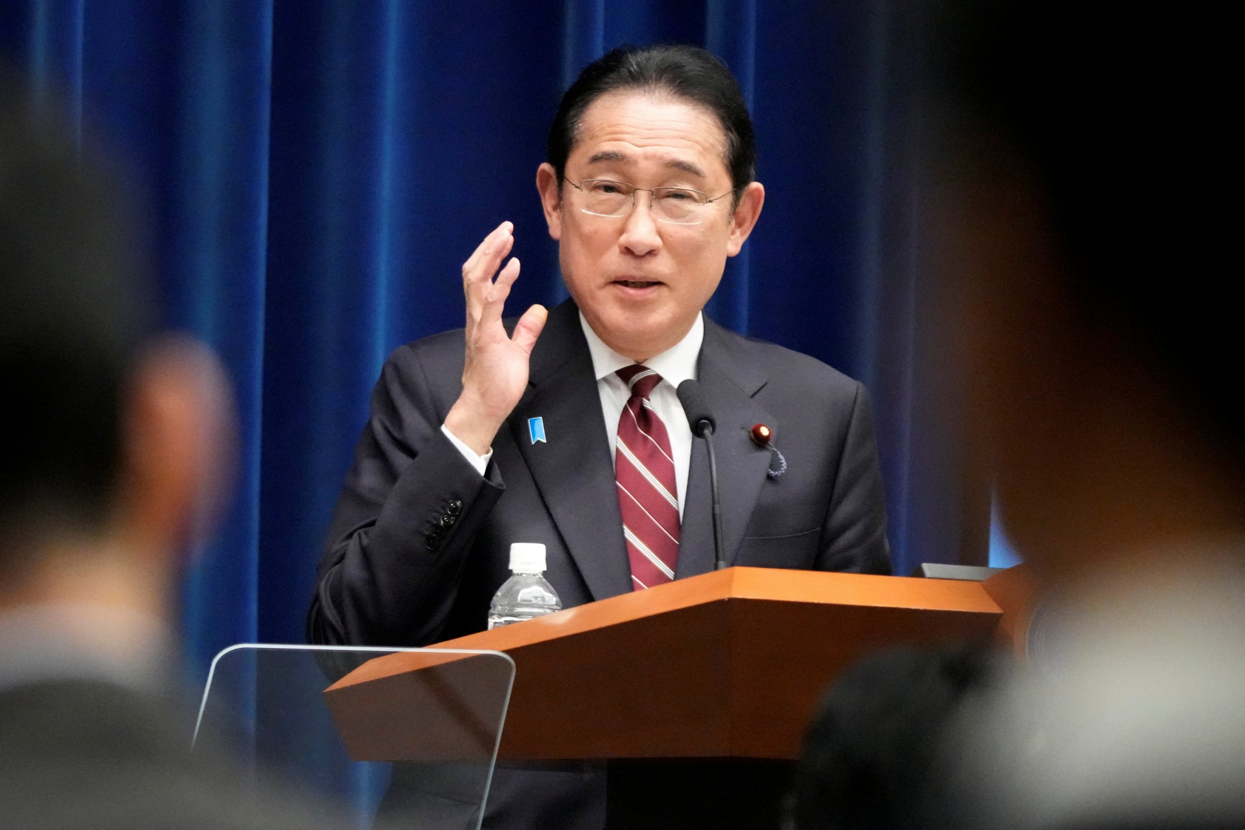 Japan's Prime Minister Fumio Kishida speaks at a press conference