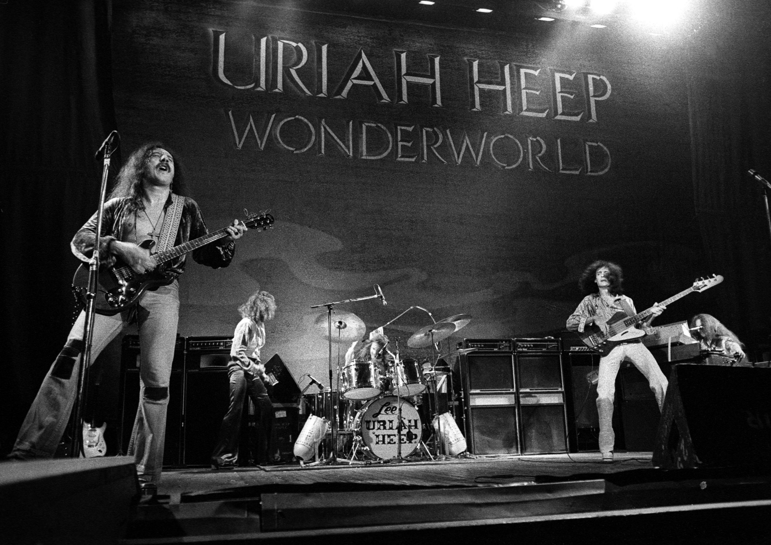 Uriah Heep - Mick Box, David Byron, Lee Kerslake, Ken Hensley and Gary Thain Uriah Heep in concert at the Hammersmith Odeon, London, UK
