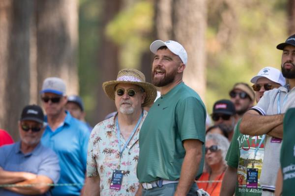 Tracis and Ed Kelce at the ACC Celebrity Golf Championship in Stateline, Nevada on July 12, 2024.